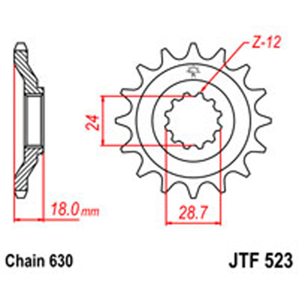 JT JT Gear Box Sprockets G/B 523-15T KAW (524)